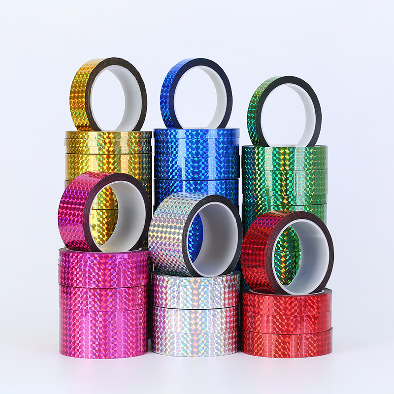 Cinta láser de color, decoración de aparejos de pesca, baquetas de hula hoop, regalo de boda, estudiantes DY, papel de color intermitente, borde
