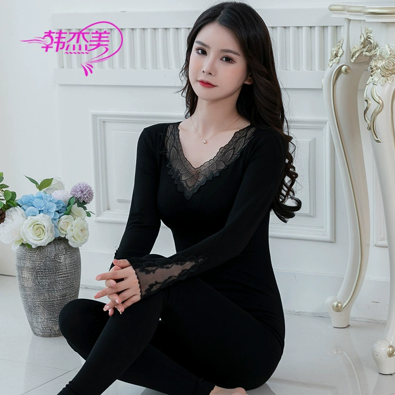 Поколение нового термобелья с постоянной температурой, костюм, Женская облегающая осенняя одежда, брюки, Женский костюм с V-образным вырезом 3018