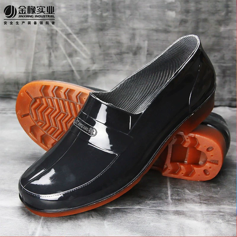 Фирменные летние дышащие резиновые сапоги Golden Oak с низким верхом и мелким ртом, водонепроницаемая нескользящая обувь со слитками, Мужская Резиновая обувь, износостойкая Рабочая Водная обувь