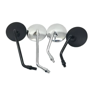 Motorcycle rearview mirror scooter modified reflector long rod short rod black electroplating small round mirror cross-border mirror