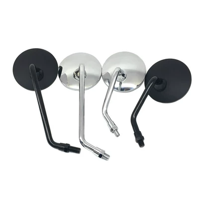 Motorcycle rearview mirror scooter modified reflector long rod short rod black electroplating small round mirror cross-border mirror (Car mirror)