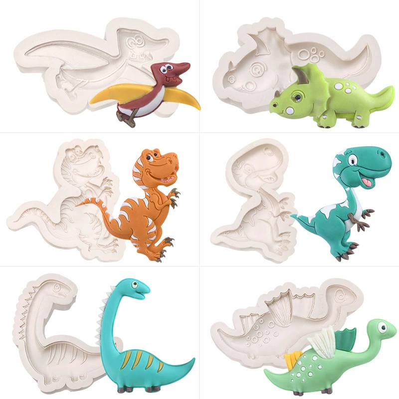 Дinosaur, силиконовая форма, карикатурная акриловая мастика, ручная работа