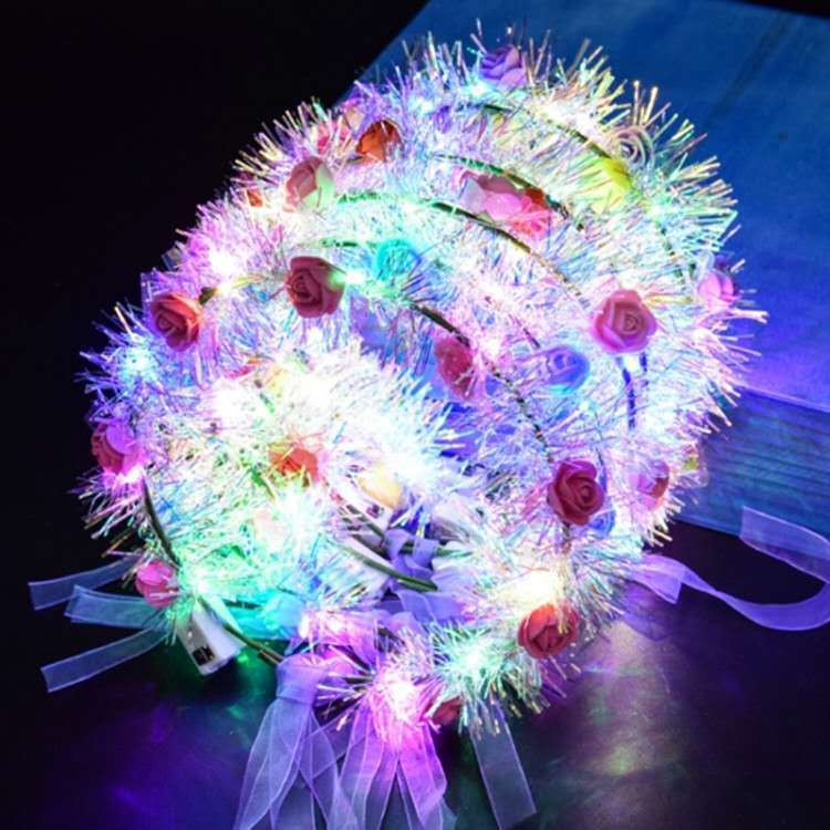 2020 Explosions Luminous Gold Garland LED Flash Headband Night Market Scenic Concert Luminous Toy Hot Sale