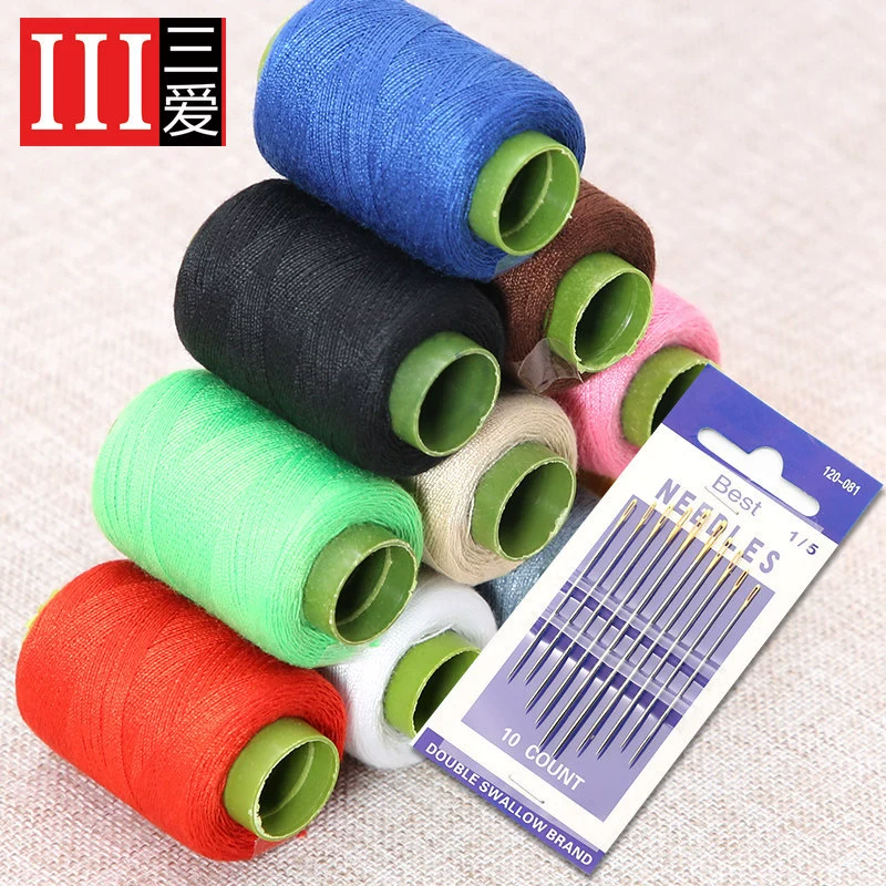 Бытовая швейная нить Большой рулон 402 Швейная нить Черный Белый Ручная вышивка Тонкая нить Маленькая рулонная нить Группа Костюм для ручной вышивки
