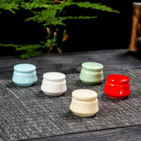 Mini ceramic sealed jar fragrant powder jar Rouge jar lipstick sub-package rose Pearl paste pill bottle white porcelain box