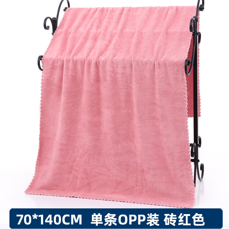 산호 벨벳 레이스 목욕 타올 브릭 레드