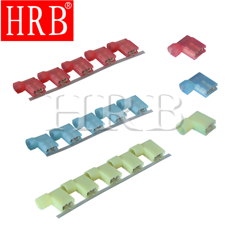 供应HRB250全绝缘冷压端子黄色 旗型带护套 187端子