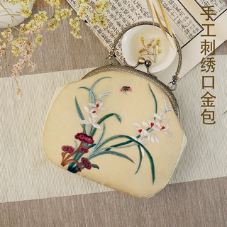 厂家批发新款旗袍包包手工刺绣桑蚕丝绣花民族复古风中式外出礼服