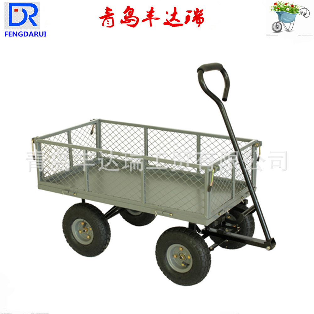 厂家销售  可折叠拉货车花园网车 重型四轮拖车园艺工具车