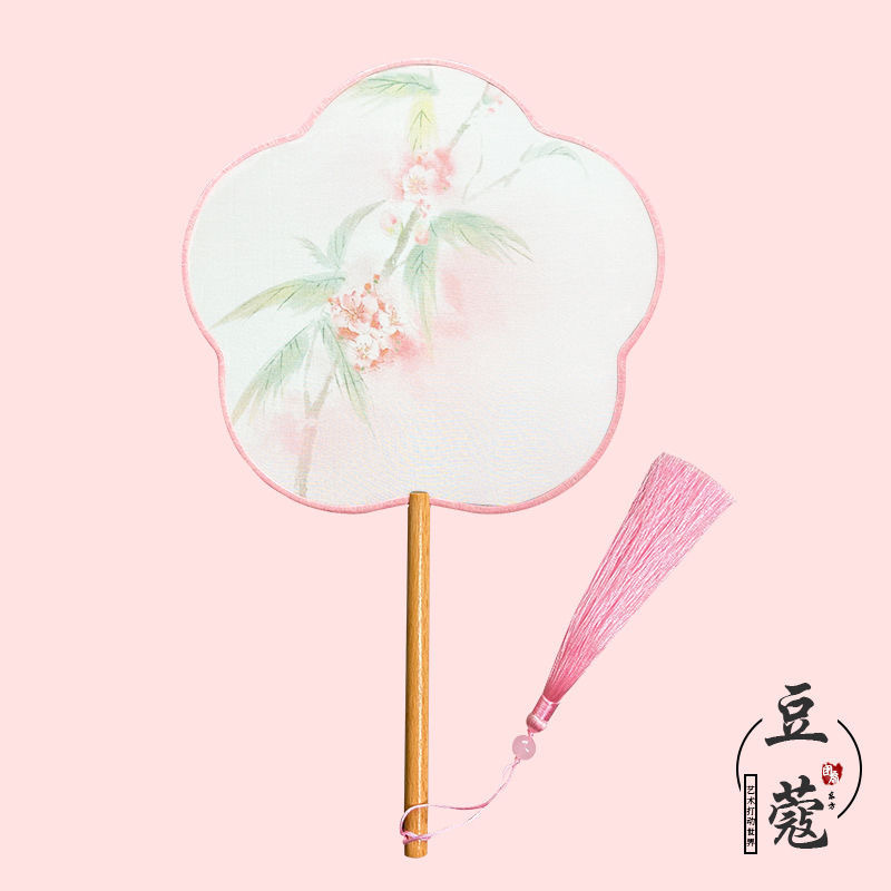 En stock estilo antiguo translúcido mango largo traje antiguo ventilador de la danza Super hadas estilo chino en forma de ventilador redondo ventilador de la ropa Han