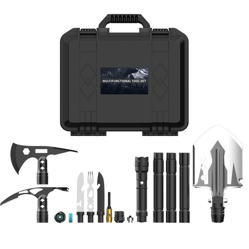 Multifunction Outdoor Military Spade Set, Camping Survival Car Foldable Emergency Axe Spade Set
