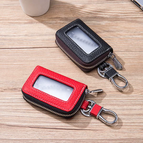 Genuine leather men's key pouch, new cross-border model, top-layer cowhide waist-hanging storage bag, universal key pouch, large capacity, wholesale