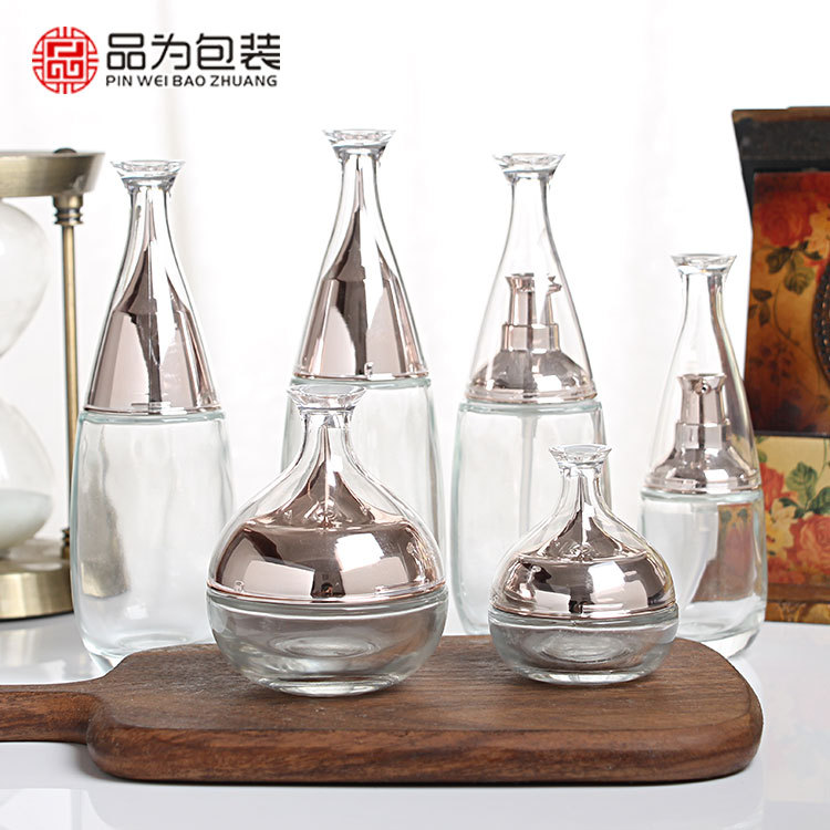 分装瓶30g膏霜分装瓶水乳瓶爽肤水瓶压泵瓶 透明玻璃化妆品分装瓶