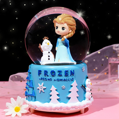 Rotating snow ins girl heart princess crystal ball music box crafts children girls gift creative ornaments