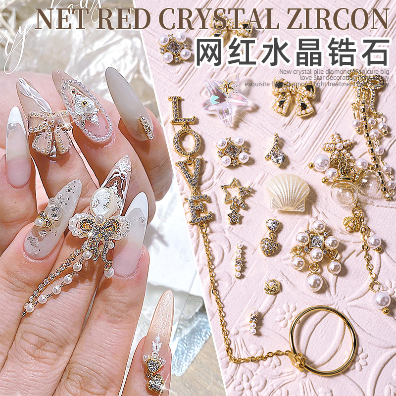 Celebridad en línea LZ clavo perla arco joyería cadena términos Shell Starfish tridimensional colgante lujo metal ZIRCON diamante