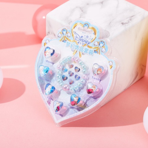 Disney Children's Bracelet Ring Diamond Sticker Set Frozen Princess Elsa Children's Ring