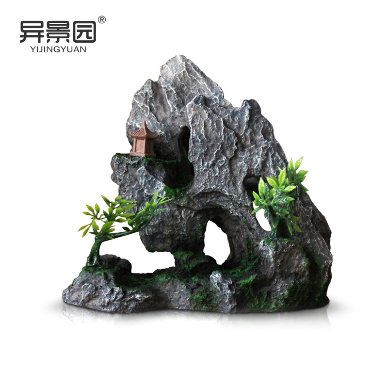 Decoración de Paisaje para Acuarios, Rocalla Artificial, Piedra Decorativa, Set de Resina para Acuario, Adornos, Cueva de Escondite, Turquesa