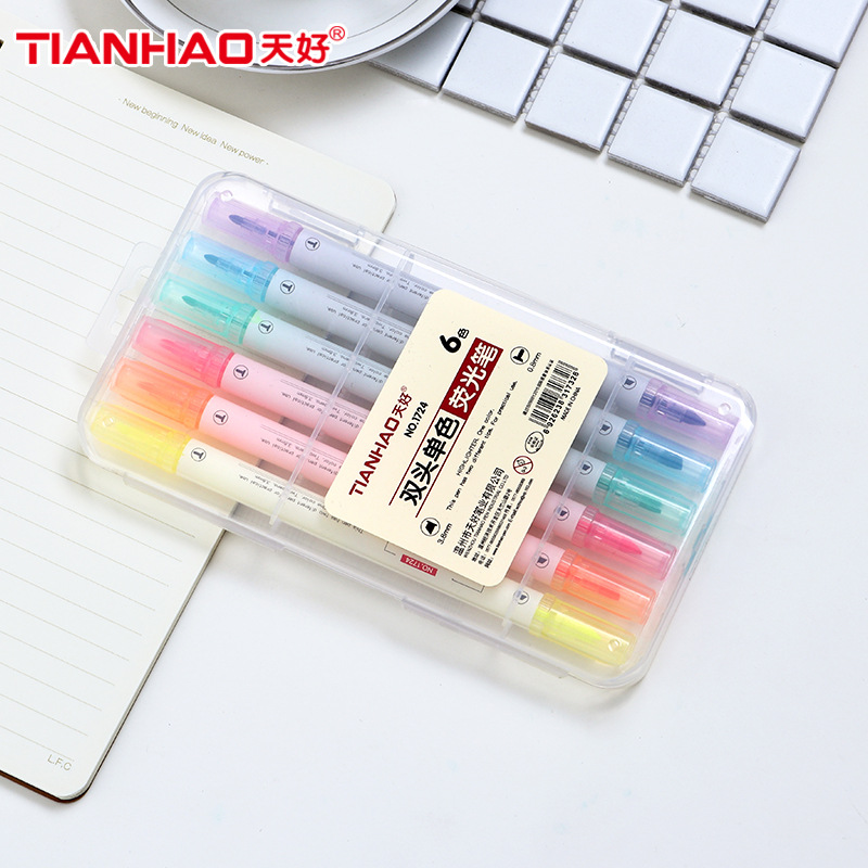 Double head Fluorescent pen Double head 6 colors Crossed colour sign Creative Culture Wholesale gift