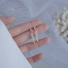 South Korean goods, zirconium, design sophisticated earrings, micro incrustation, 14 carat, bright catchy style