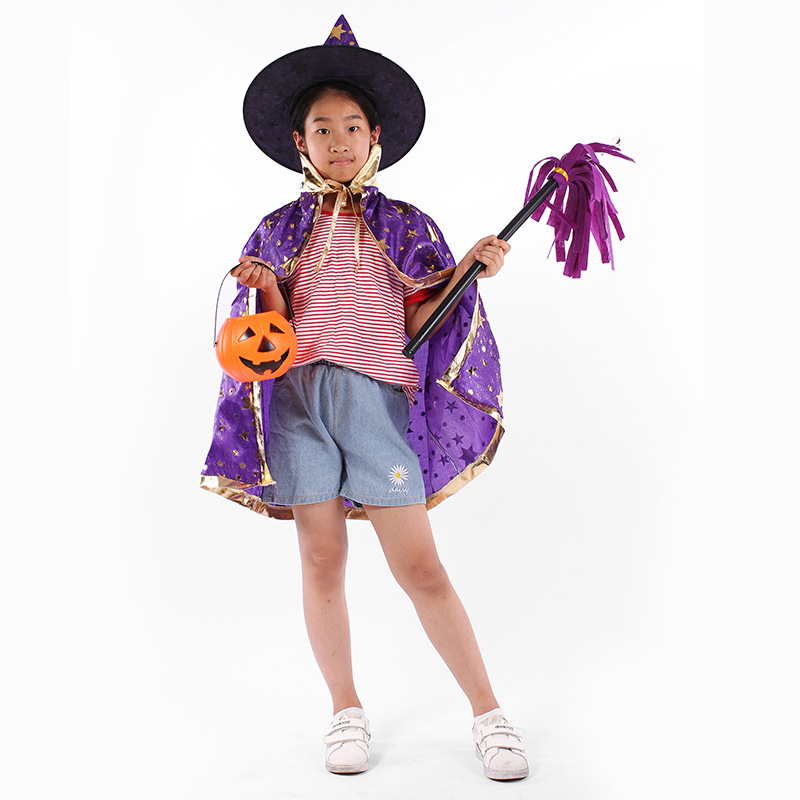 Party Supplies Witch Performance Anime Stage Costume Korean Version Five-Star Hat Halloween Cape Cloak Set