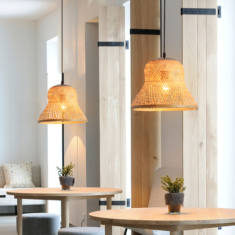 Lámpara de araña de pantalla de bambú chino lámpara de restaurante de estilo del sudeste asiático antiguo creativo B & B lámpara de restaurante de olla caliente