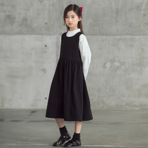 Girls Dress Spring  New Medium and Large Children's Cotton Parent-Child Wear White Shirt Sleeveless Vest Skirt Two-piece Set