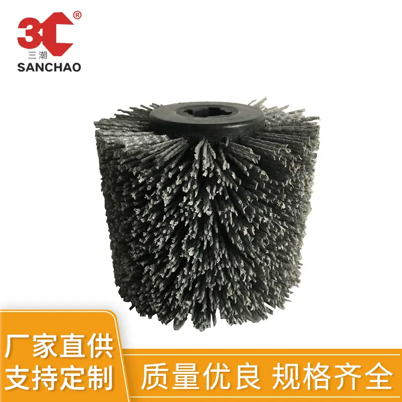 厂家十字芯磨料丝拉丝轮 木材打磨尼龙丝抛光轮 仿古纹杜邦丝轮