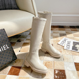 KW-5 Long Knight Boots for Women 2024 Новые универсальные осенние и зимние коленные длинные ботинки с плоскими высокими кожаными сапогами для женщин