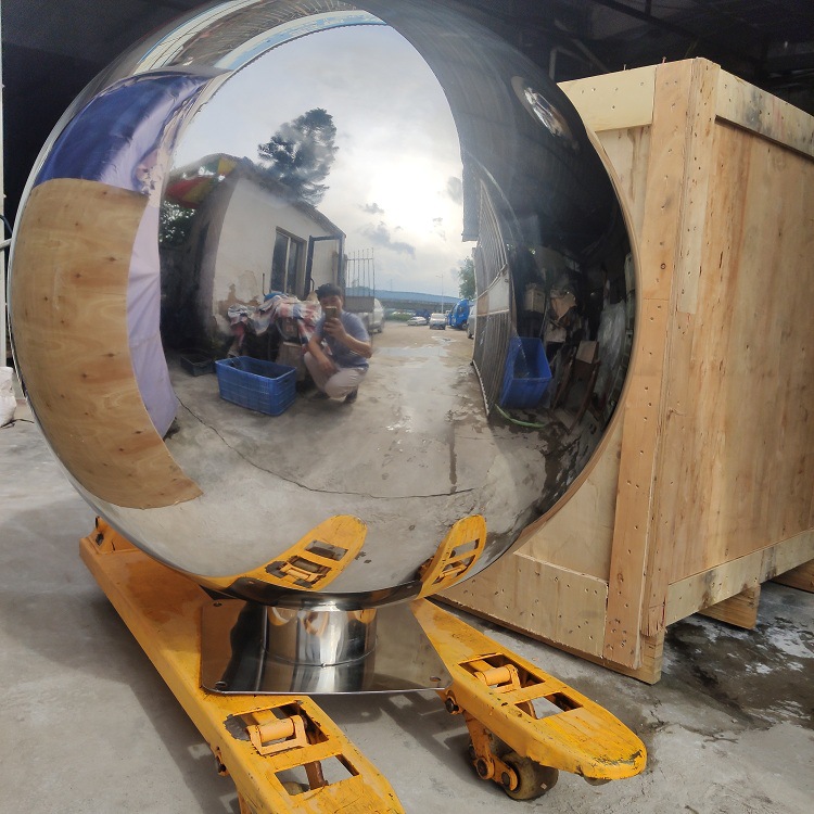 1.5米不锈钢装饰广场流水球景观喷泉喷水空心球