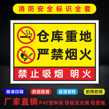 仓库重地严禁烟火禁止吸烟明消防防火提示标志安全标识牌工厂车间