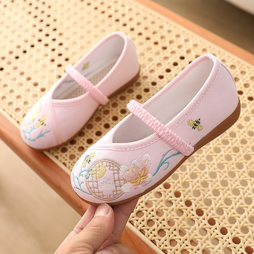 Hanfu embroidered shoes, children's cloth shoes, dance shoes, ethnic style traditional costume embroidered shoes, old Beijing children's shoes, performance shoes