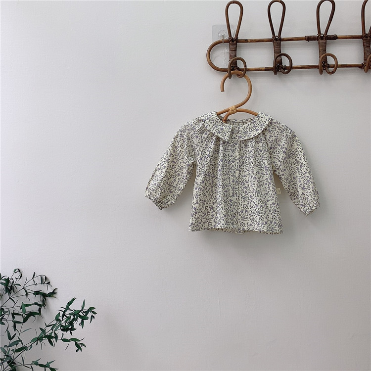 Camisa de otoño para niños de estilo coreano bebé estilo occidental camisa de solapa floral de todo partido camisa de muñeca camisa de niña