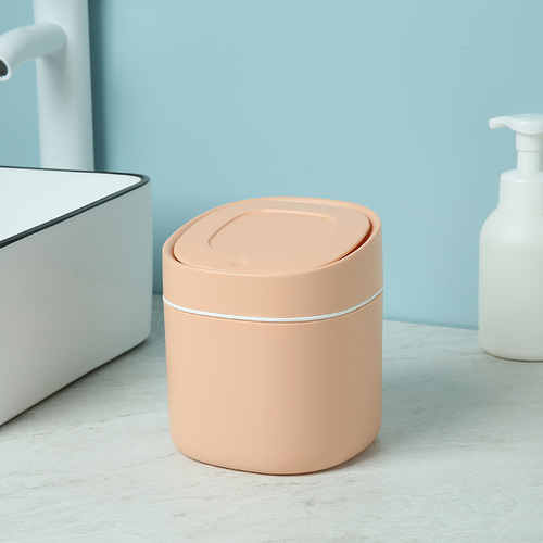 Desktop press trash can mini household pop-up lid debris storage bucket bedside coffee table waste paper basket small batch