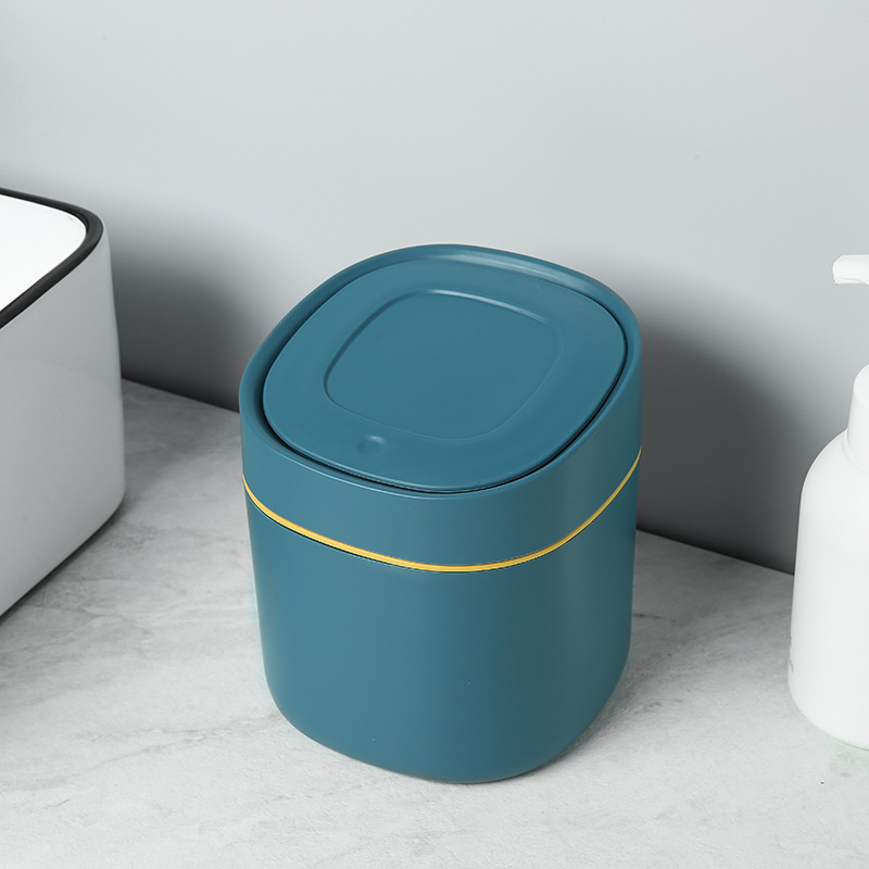 Desktop press trash can mini household pop-up lid debris storage bucket bedside coffee table waste paper basket small batch