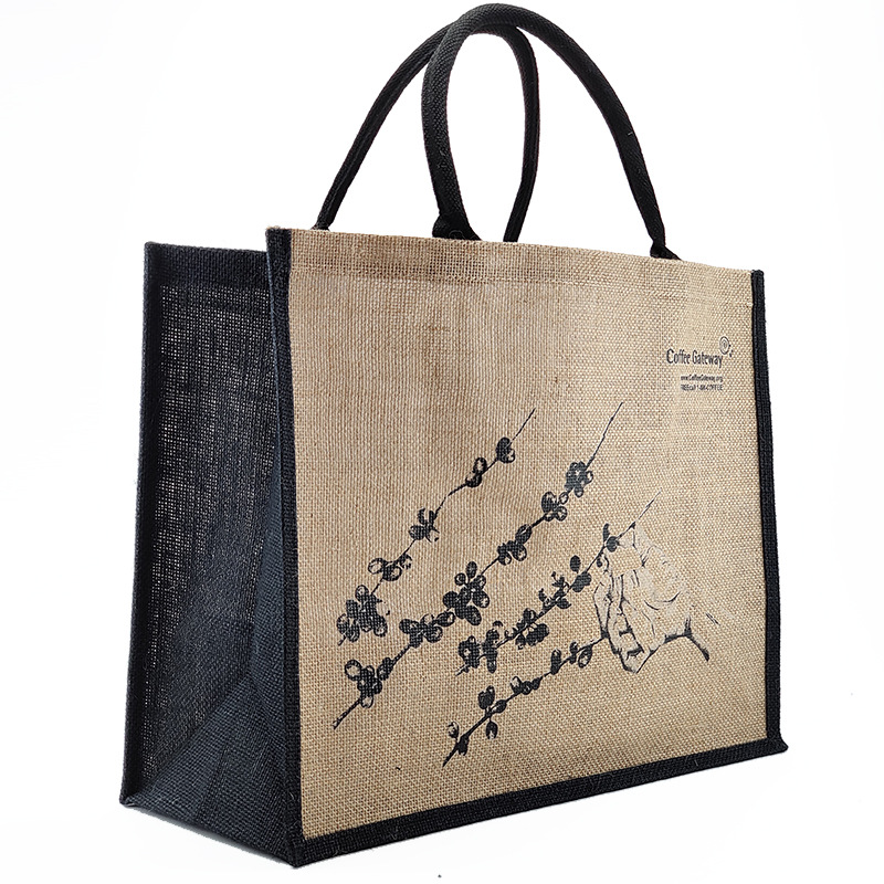 厂家批发染色麻布棉麻袋 手提黄麻包 时尚购物束口麻布礼品包装袋