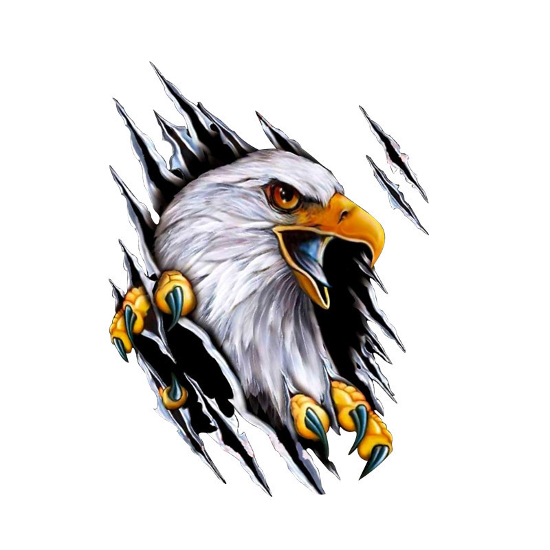 Cross-border car electric car motorcycle flower personalized car sticker 3D simulation tear Eagle car sticker cover Scratch Sticker