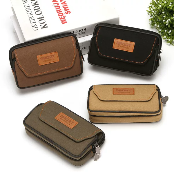 New 6.5 inch canvas mobile phone waist bag wear belt change cigarette waist bag wear-resistant construction site waist bag mobile phone bag wholesale