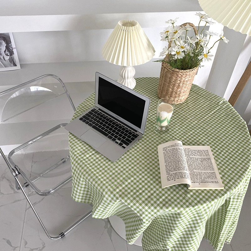 Tablecloth (INS Hanfeng) cotton-linen check pattern, multi-size 70×70–150×200 cm