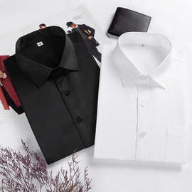 韩版超值职业装衬衫男黑白色长短袖免烫加厚不透JK定 制学院衬衣