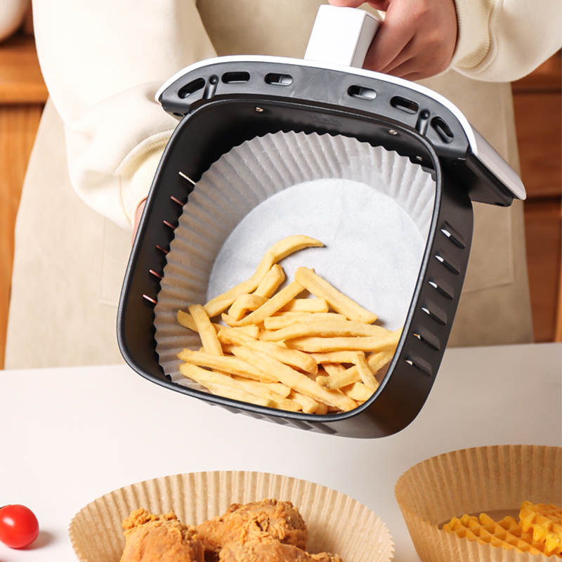 Freidora de aire de papel especial Placa de papel de absorción de aceite antiadherente a prueba de aceite redonda de alta temperatura de papel resistente hogar desechable almohadilla de hornear de papel