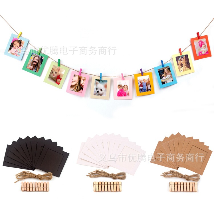 Creative DIY photo frame hanging photo album photo wall with hemp rope clip combination hanging wall paper photo frame flag Creative DIY photo frame hanging photo album photo wall with hemp rope clip combination hanging wall paper photo frame flag