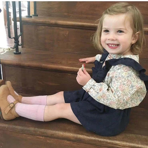 Spanish children's sock hole garter socks plain medium-length socks Instagram baby socks student socks sports socks
