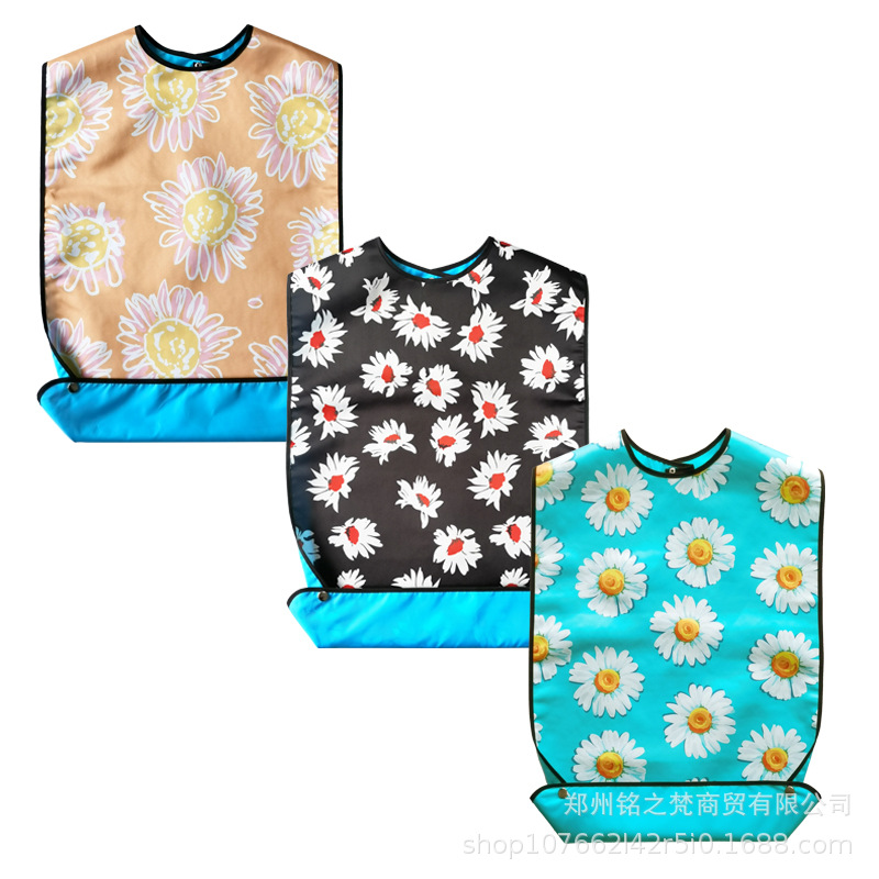 Suministro transfronterizo babero de ancianos babero de alimentación de doble capa a prueba de agua fabricante de impresión en stock