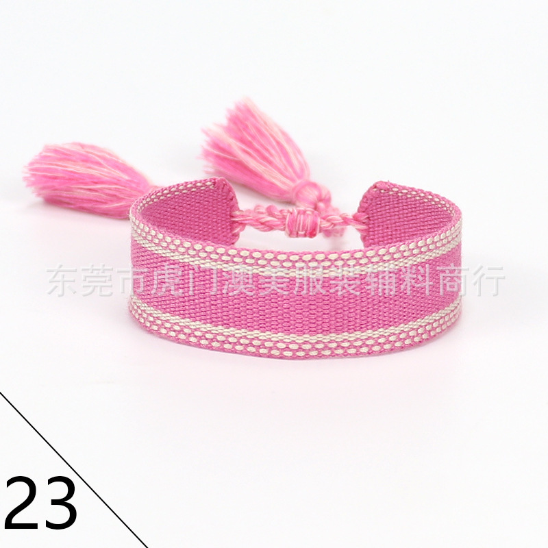 D家織りブレスレット 刺繍リストバンド タッセルブレスレット 広告販促ギフト ロゴ入り織りリストバンド|undefined