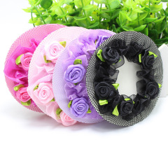 Hair net ball headwear for girls, rose net head accessory, new dance head flower hair ornament wholesale
