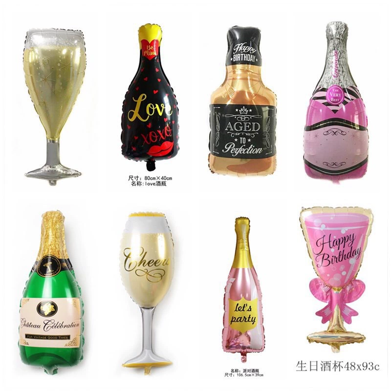 Трансграничная большая стеклянная бутылка шампанского для вина из алюминиевой фольги воздушный шар узел свадебное украшение день рождения украшение воздушный шар из алюминиевой пленки