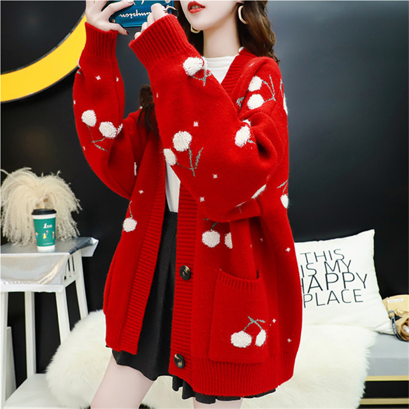 Early Spring Knitted Cardigan for Women 2026 New Autumn and Winter Thickened Fairy-Like Lazy Style Loose V-Neck Sweater Coat