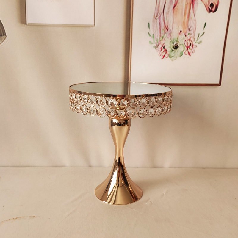 Estilo europeo de metal soporte de la torta de la boda decoración Copa placa de la torta espejo bandeja de mesa de postre de hierro decoración soporte de exhibición