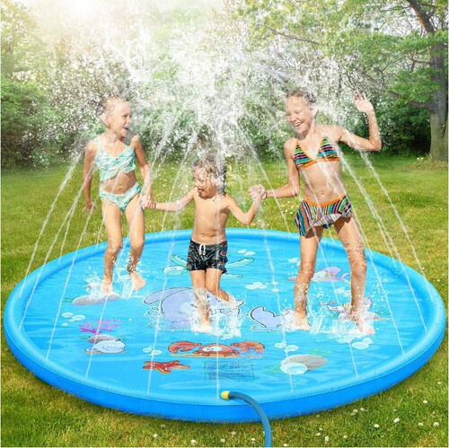 Cross-border new Amazon PVC water spray mat 170cm children's outdoor toys lawn beach dolphin fountain