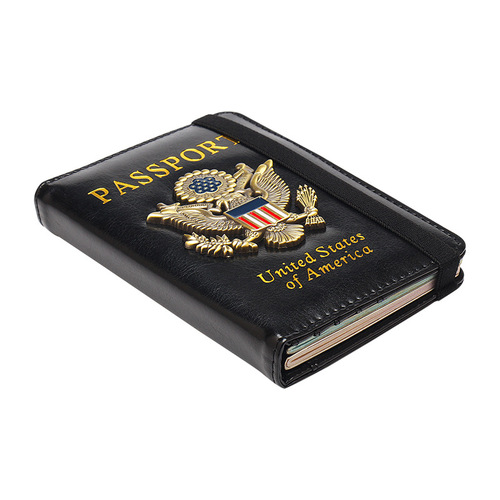 RFID Magnetic Passport Holder Amazon Passport Book American Metal Badge Case Multi-Card Slot Elastic Band Passport Cover